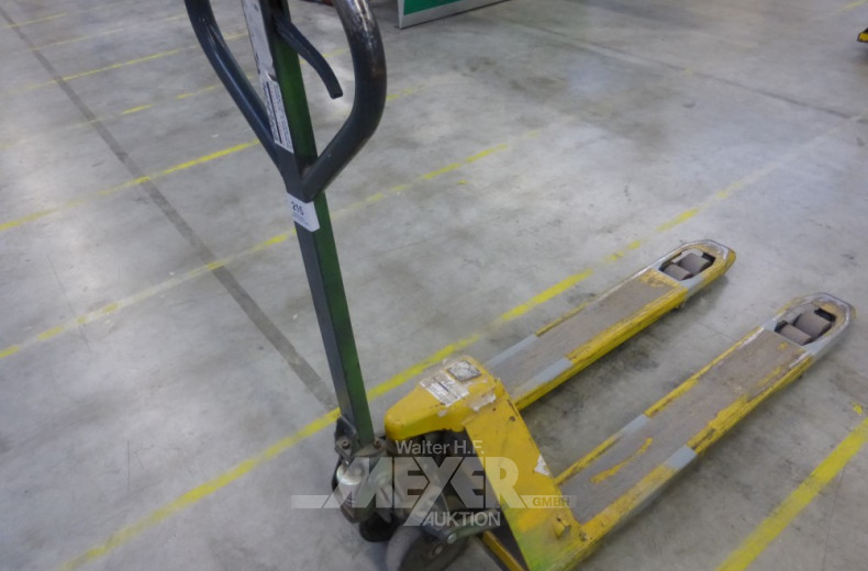 Gabelhubwagen mit Tandemrollen, gelb