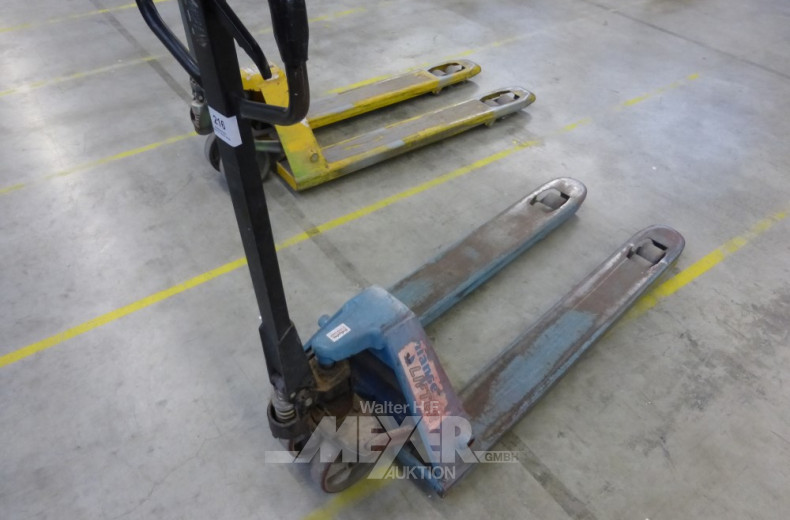 Gabelhubwagen mit Tandemrollen, blau