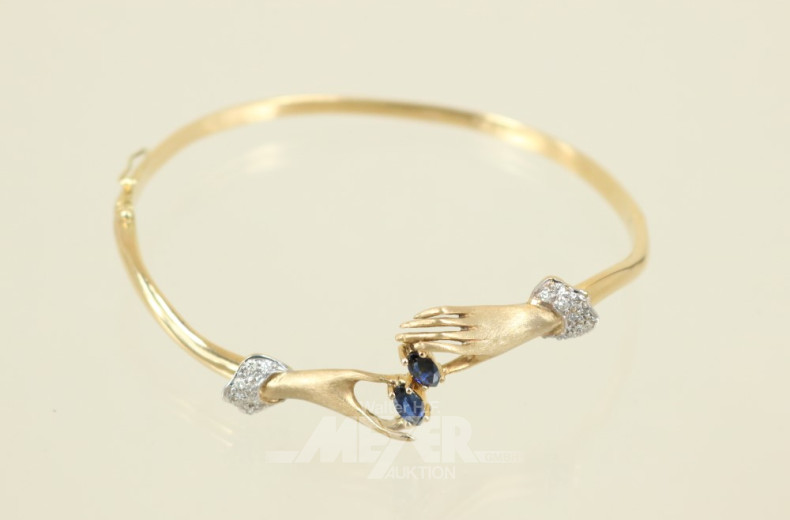 Armreifen, 750er GG, mit Händen die