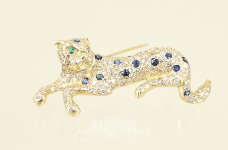 Brosche, 585er GG ''Puma'', ca. 16,5 g.,