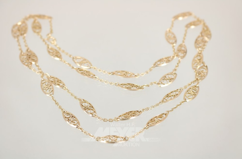 lange Glieder-Halskette, 585er GG,