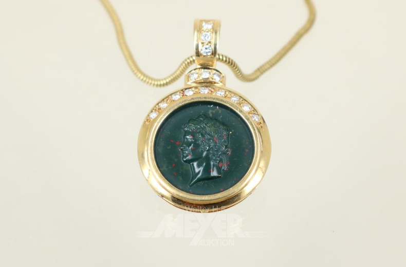 Kette, 585er GG, mit 1 runden Anhänger