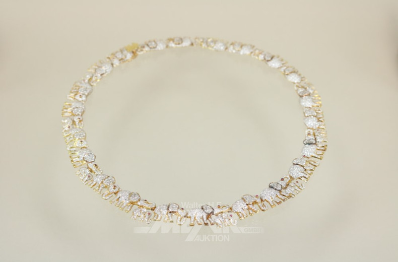 Collier, 750er GG, umlaufend Elefanten,