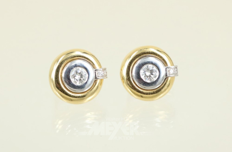 Paar Ohrclipse, 750er GG/WG, ca. 17 g.,