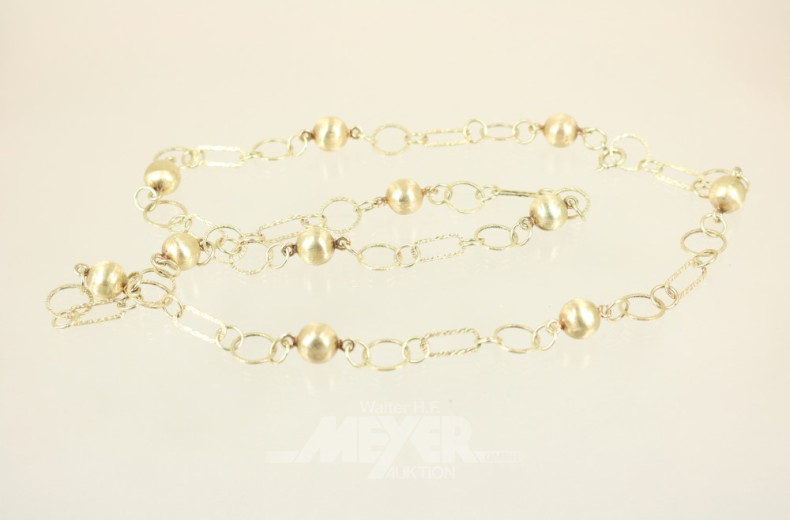 Glieder-Halskette mit mattierten Kugeln,