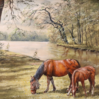 Gemälde ''Pferd mit Fohlen''
