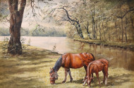 Gemälde ''Pferd mit Fohlen''
