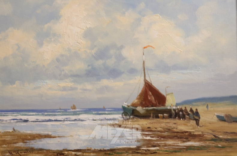 Gemälde ''Fischer am Strand''