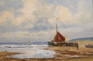 Gemälde ''Fischer am Strand''