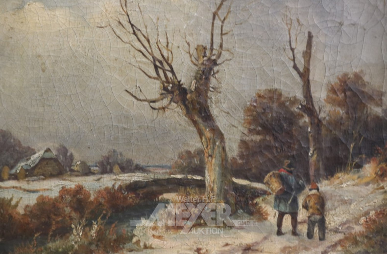 kl. Gemälde ''Winterlandschaft mit
