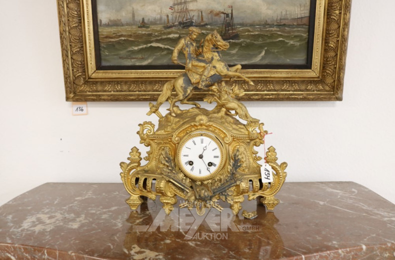 Bufettuhr, Zinkguß, beschädigt,