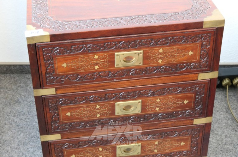 Paar kl. Kommoden, Rosenholz, 3 Züge,