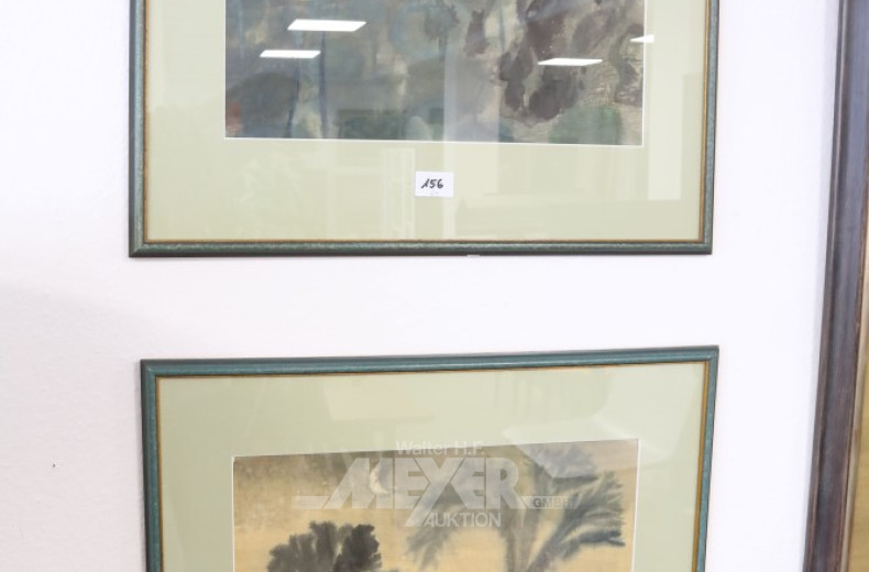 chin. Pastell-/Aquarellmalereien