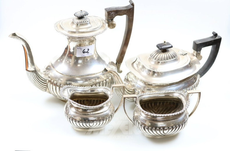 Kaffee-Tee-Service, 4-tlg., Silber,