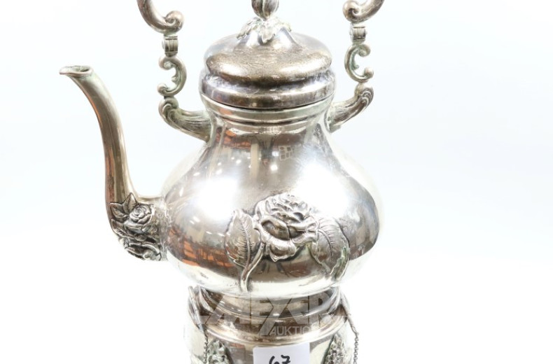 Teekanne mit Rechaud, 925er Sterling
