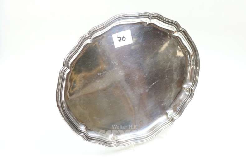 ovales Tablett, 800er Silber, ca. 480 g.