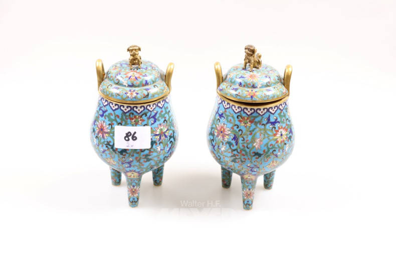 Paar kl. Cloisonné-Koro-Gefäße,