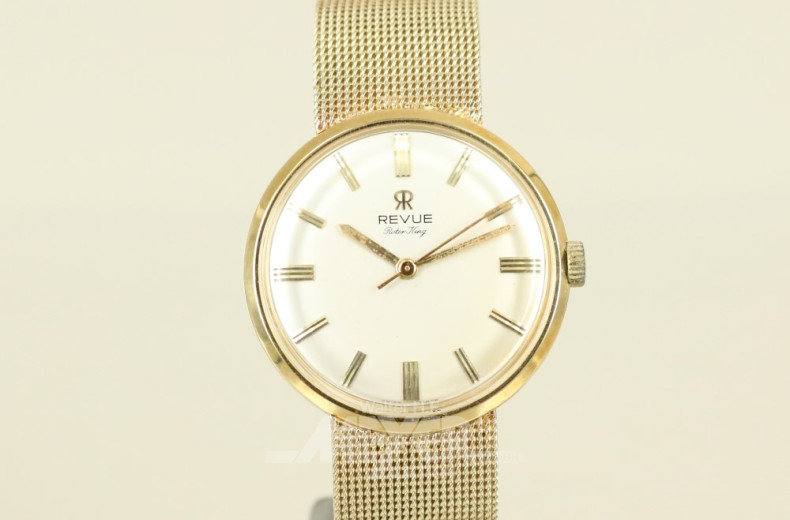 Herrenarmbanduhr ''REVUE'', 585er GG,