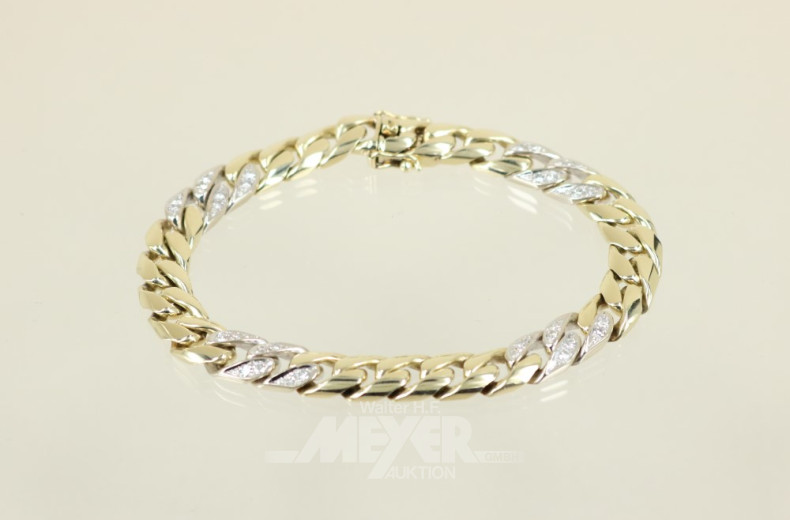 Flachpanzerarmband, 585er GG, ca. 35 g.