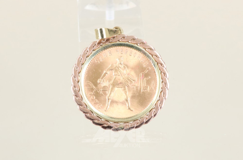 Münzanhänger, 585er GG-Fassung,