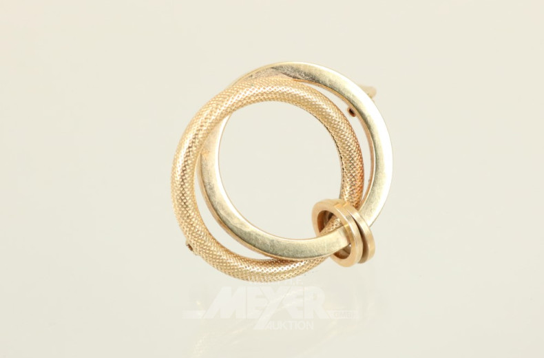 Rundbrosche, 750er GG, ca. 7,5 g.