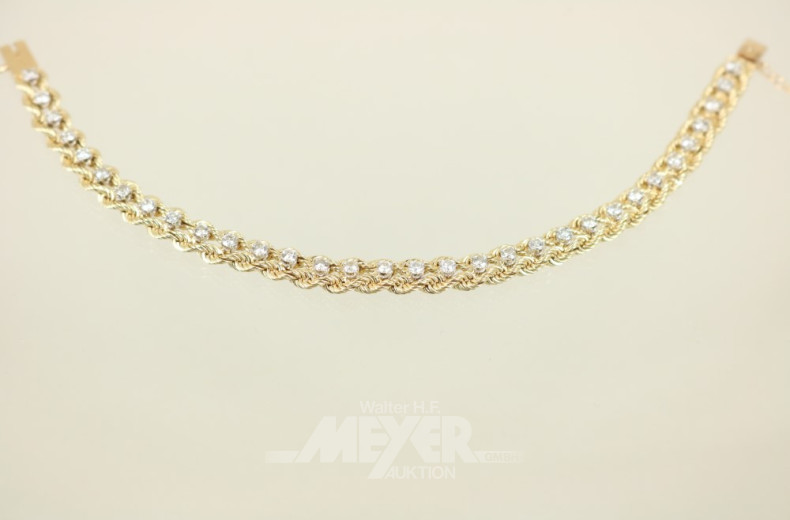 Armband, 585er GG, Zopfmuster, mit