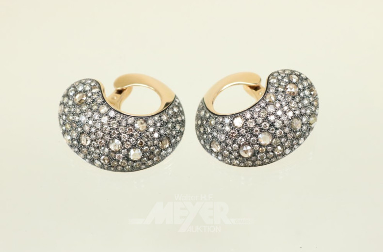 Paar Ohrstecker/Clipse, 750er Roségold,