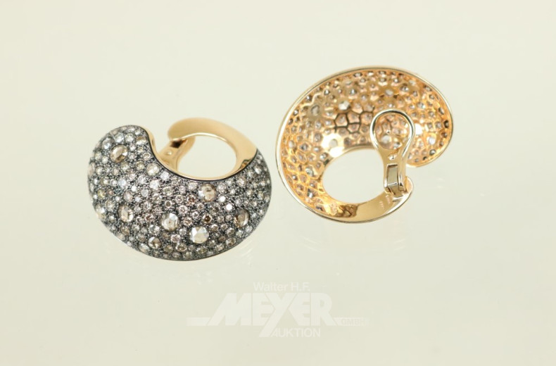 Paar Ohrstecker/Clipse, 750er Roségold,