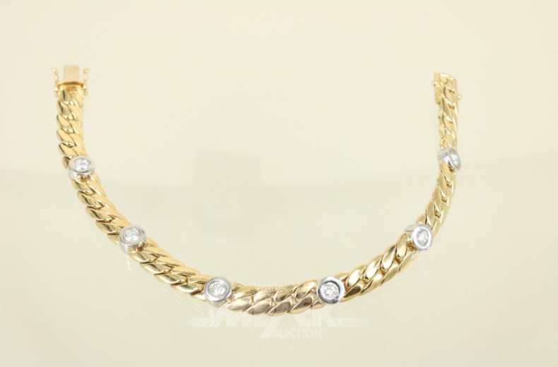 Flachpanzerarmband, 750er GG, ca. 37 g.,