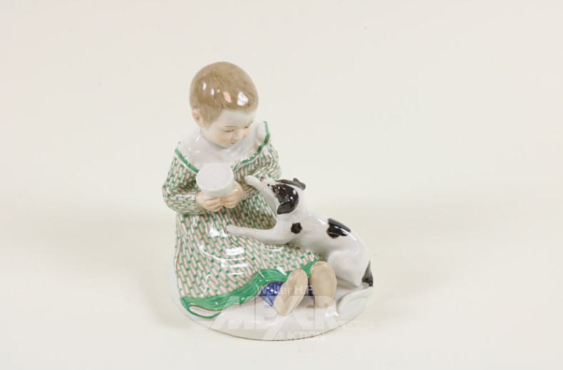 Pozellanfigur, ''Mädchen mit Hund''