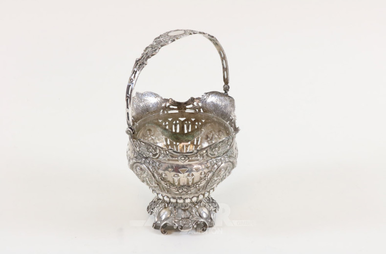 Henkelkorschale, 800er Silber mit Ranken