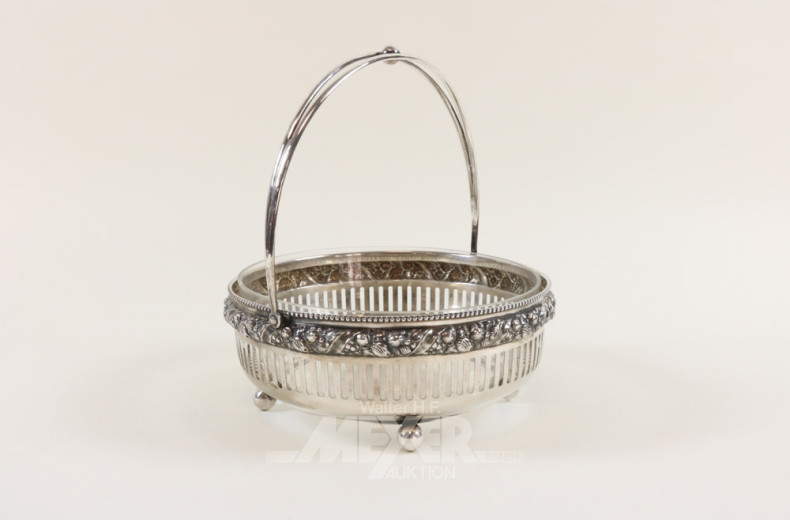 Henkel/Obstschale, 800er Silber,