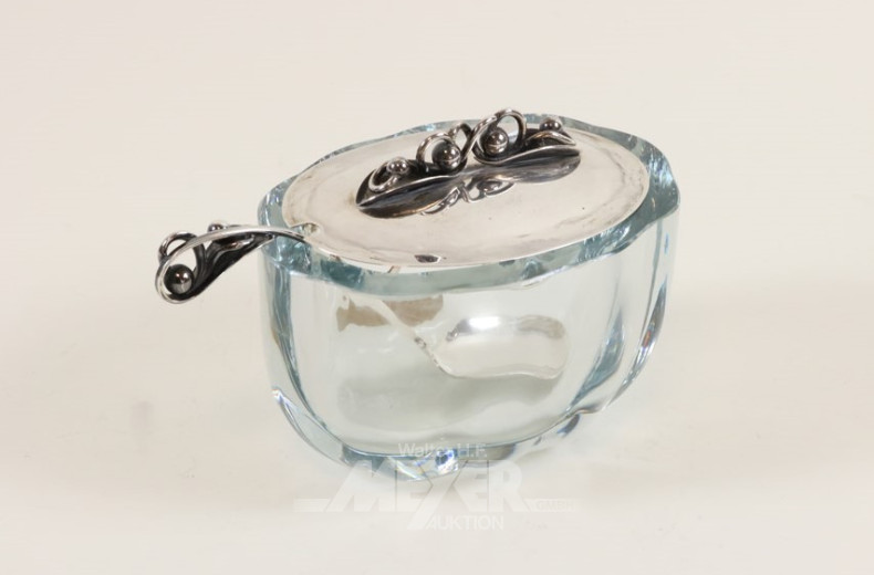 Kristall-Zuckerdose mit 830er Silber-