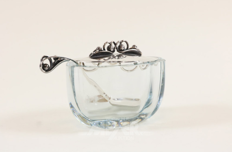 Kristall-Zuckerdose mit 830er Silber-