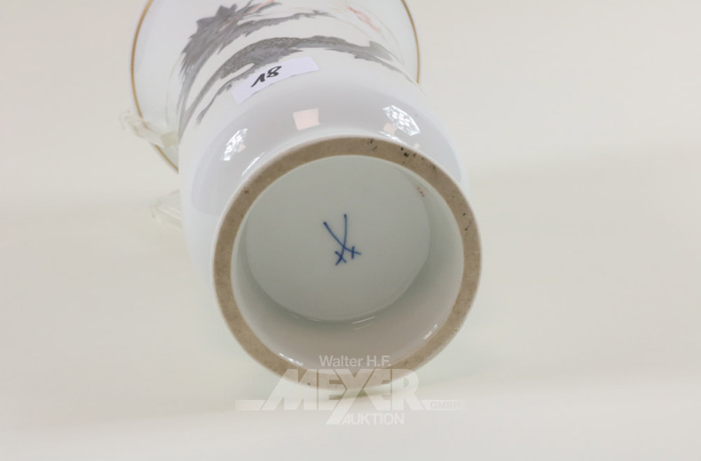 gr. Porzellanvase, Meissen, Drachendekor