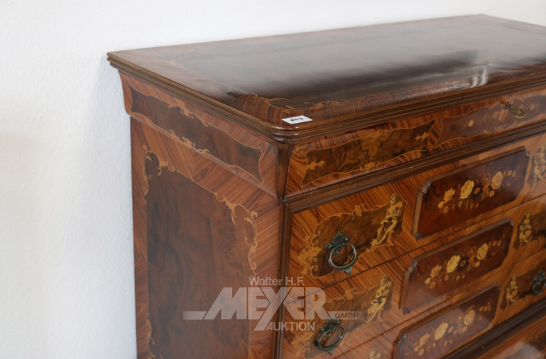 Kommode, Rosenholz und Obstholzintarsien