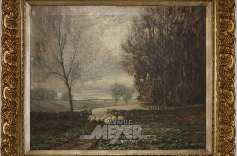 Gemälde ''Landschaft mit Schafsherde''