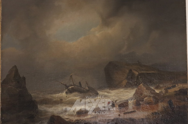 Gemälde ''Havarie vor felsiger Küste''