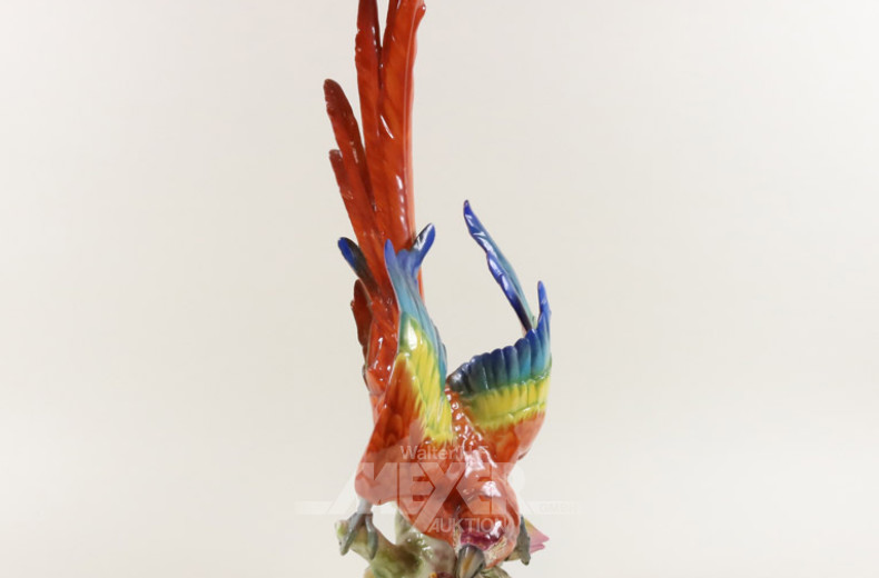 gr. Porzellanfigur, ''Papagei''