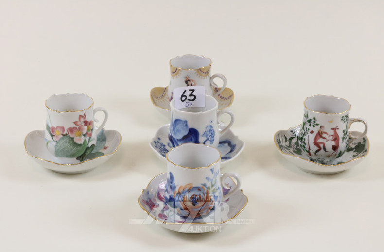 5 Porz.-Sammeltassen, MEISSEN
