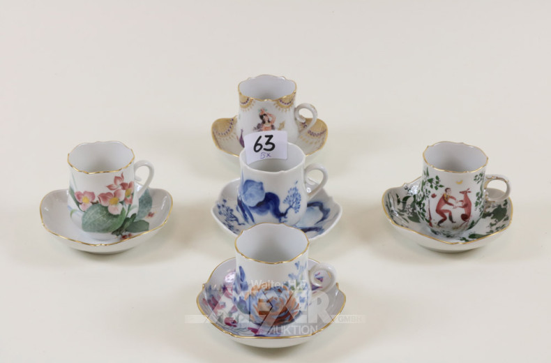 5 Porz.-Sammeltassen, MEISSEN