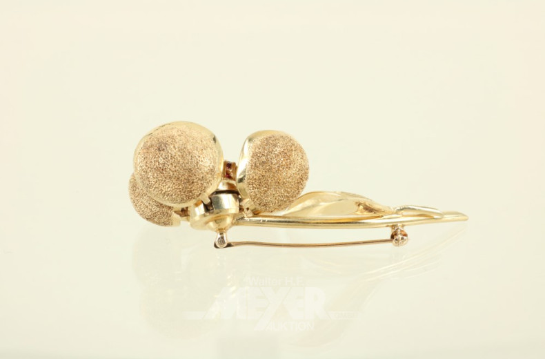 Blütenbrosche, 585er GG, ca. 29,5 g.,