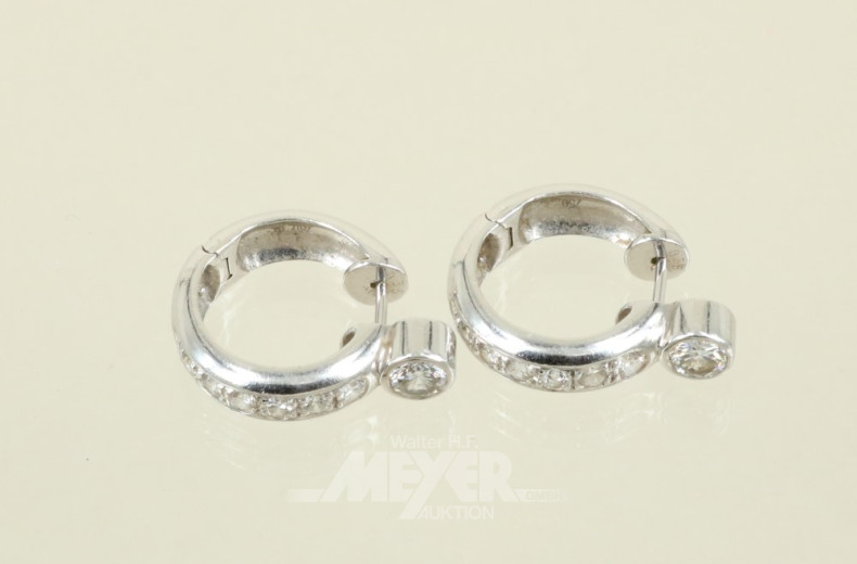 Paar Creolen, 750er WG, besetzt mit