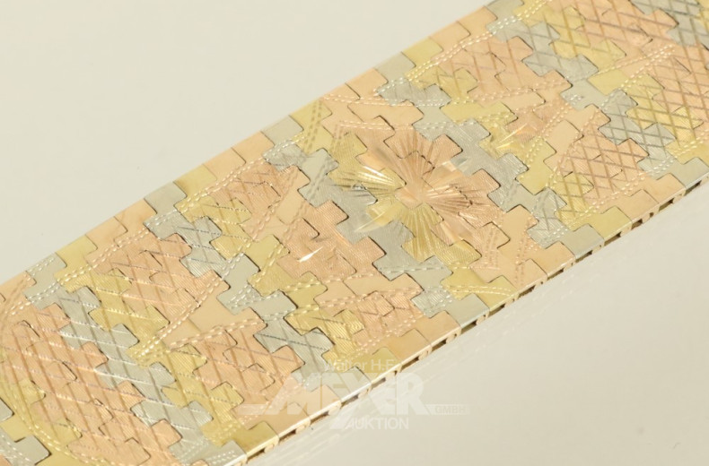 breites Armband, 750er GG/RG/WG,