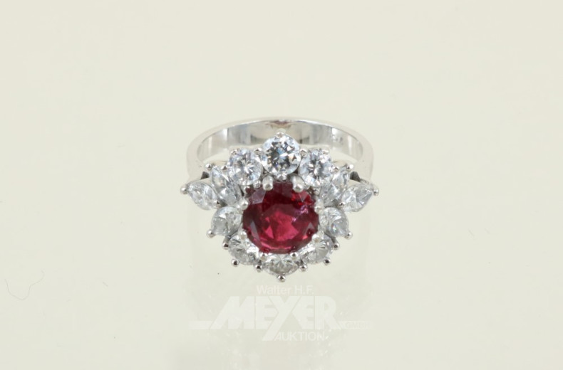 Ring, 750 WG, besetzt mit 1 Rubin,