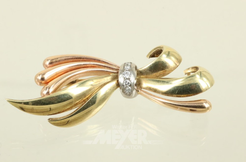 Brosche, 585er GG/RG,  ca. 9,3 g.