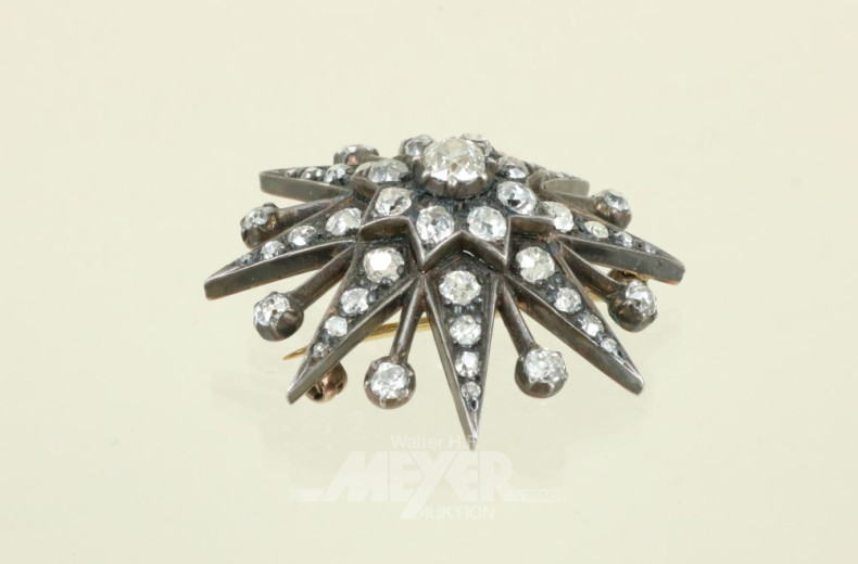 antike Sternenbrosche, Silber auf GG,