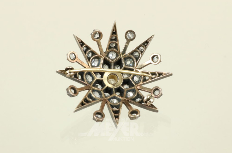 antike Sternenbrosche, Silber auf GG,