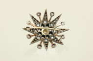 antike Sternenbrosche, Silber auf GG,
