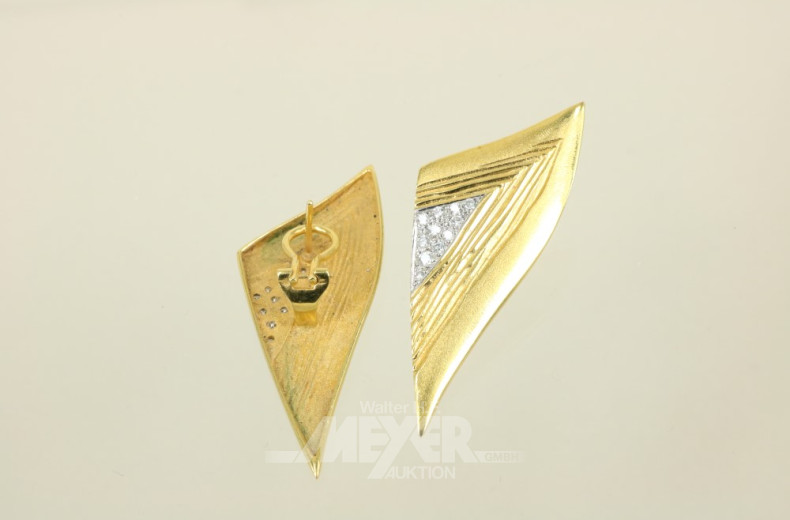 Paar moderne Ohrclips, 585er GG,